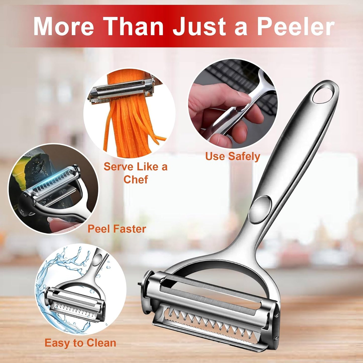 2-in-1 Vegetable Peeler and Shredder – Multifunction Kitchen Tool for Carrots, Cucumbers, and More – Precision Julienne Slicer and Carrot Peeler
