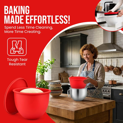 Silicone Bowl Liners for KitchenAid 5 Qt Stand Mixer – 3-Pack Mixing Bowl Accessories with Lids – Mess-Free Pour, Non-Stick, BPA-Free Food-Grade Silicone