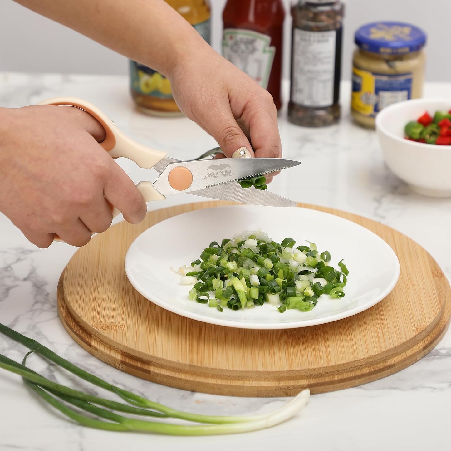 Mr. Pen- All Purpose Kitchen Shears with Protective Sheath, 8 Inch, Dishwasher Safe, Stainless Steel Food Scissors with Micro-Serrated Blades, Soft Grip Comfort Handle, Durable Utility Kitchen Shears