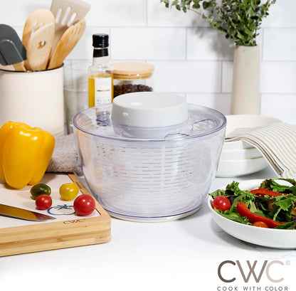 COOK WITH COLOR Electric Salad Spinner, Round 4.5L Capacity – Fast Drying & Easy Spin for Fresh Greens, Cream