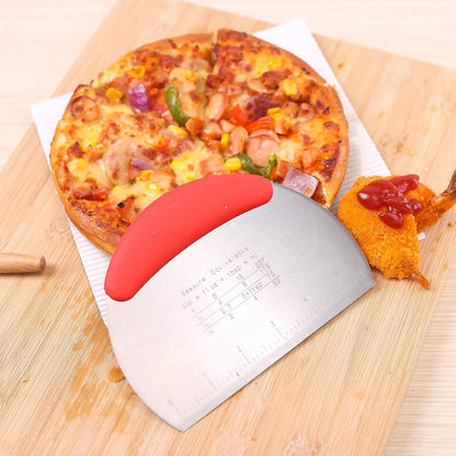 1 pcs Dough Pastry Scraper Chopper/Stainless Steel Dough Scraper Cutter with Ergonomic Rubber Non-Slip Grip/Dough Scraper Cutter/Pro Pastry Pizza Cutter Chopper (Pink)