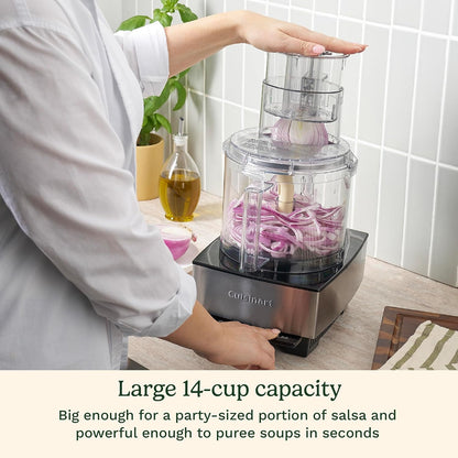 Cuisinart 7-Cup Pro Classic Food Processor, 600-Watt Motor, Vegetable Chopper & Blender for Mincing, Dicing, Shredding, Puree & Kneading Dough, DLC-10SYP1, White