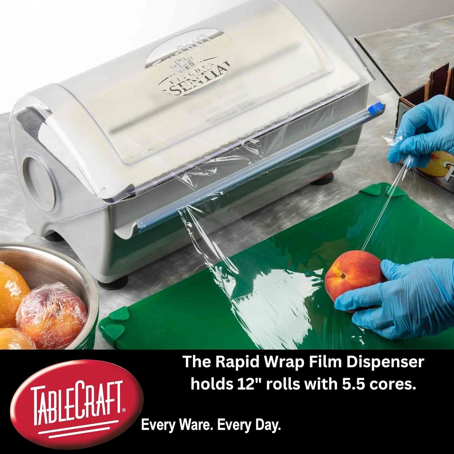 Tablecraft Film Wrapper Film Dispenser, Kenkut Single Roll of Plastic Food Cling Wrap and Aluminum Foil Holder, Slide Cutter, Heavy Duty Foodservice Restaurant Kitchen,White