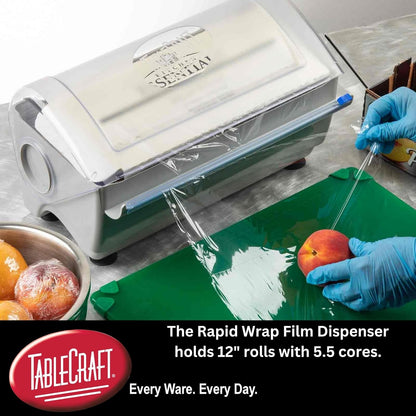 Tablecraft Film Wrapper Film Dispenser, Kenkut Single Roll of Plastic Food Cling Wrap and Aluminum Foil Holder, Slide Cutter, Heavy Duty Foodservice Restaurant Kitchen,White