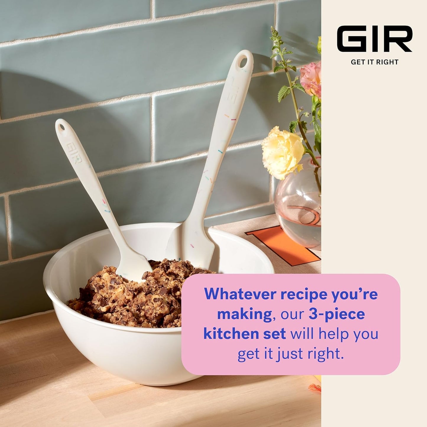 GIR: Get It Right 5-Piece Silicone Ultimate Kitchen Utensils Set - Ladle, Spatula, Flip, Spoon & Spoonula - Non-Toxic Cooking Utensils for Nonstick Cookware, Cooking and Baking - Black