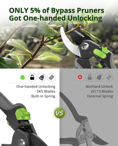 2pcs 6.5" Pruning Shears for Gardening, Ultra Sharp Garden Scissors for Precise Cuts, Stainless Steel Bonsai Clippers with Spring Loaded, 6.5 Inch Garden Shears (1pc Straight & 1pc Curved)