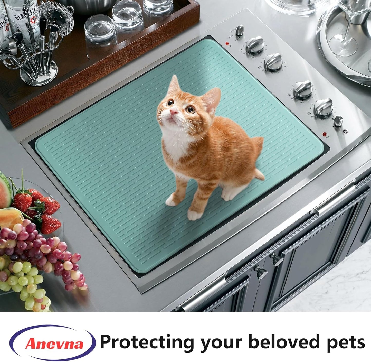 Stove Top Cover for Electric Stove- Range Covers for Electric Stove,Silicone XXL Dish Drying Mat, Glass Cooktop Covers, Flat RV Range top Mats (Black, 28"x20")