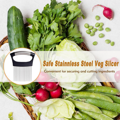 Onion Holder for Slicing, Large Onion Cutter Vegetable Chopper,Stainless Steel Lemon Slicer with 14 Needles,Kitchen Chopper Slicing Assistant Tool for Tomato Potato Avocados Eggs Meat Chopper