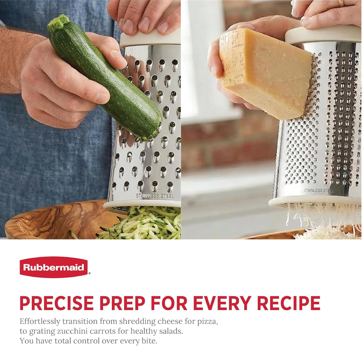 Rubbermaid Stainless Steel Cheese Grater - 9.5" Oval Handheld Box Grater with EZ Grip Handle - Multi-Surface Food & Cheese Shredder | Zester & Graters for Kitchen - Dishwasher Safe, Black
