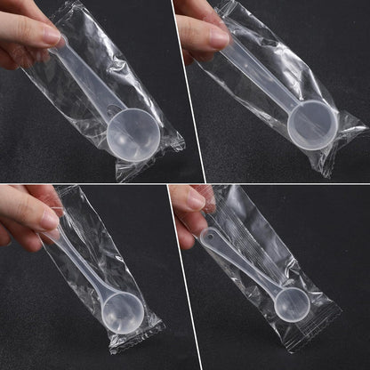4 Pcs Measuring Spoons Set, Clear Long Handle Plastic Measuring Spoons Coffee Protein Milk Powder Scoops Spoon Kitchen Tools for Creatine Protein Formula Gram Measurings Scooper (1g/3g/5g/10g)