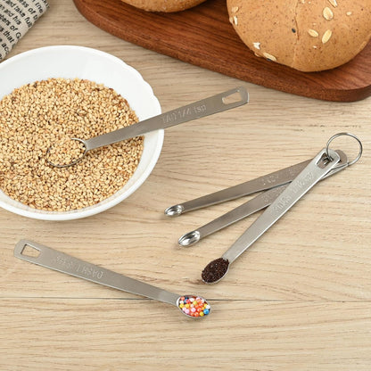 Measuring Spoons Set, Mini Tiny Spoon, Small spoons for Spice Jars, 1/8, 1/16, 1/32, 1/64 Teaspoon Measuring Spoon, 5 Tiny Mini Measuring Spoons, 18/8 Stainless Steel Measuring Spoons