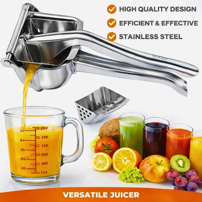 Stainless Steel Lemon Squeezer, Manual Citrus Juicer Press, Heavy Duty Hand Juicer for Lemon Orange Lime Grapefruit, Ergonomic Grip Juice Extractor, Rust Resistant, Easy to Clean Kitchen Tool