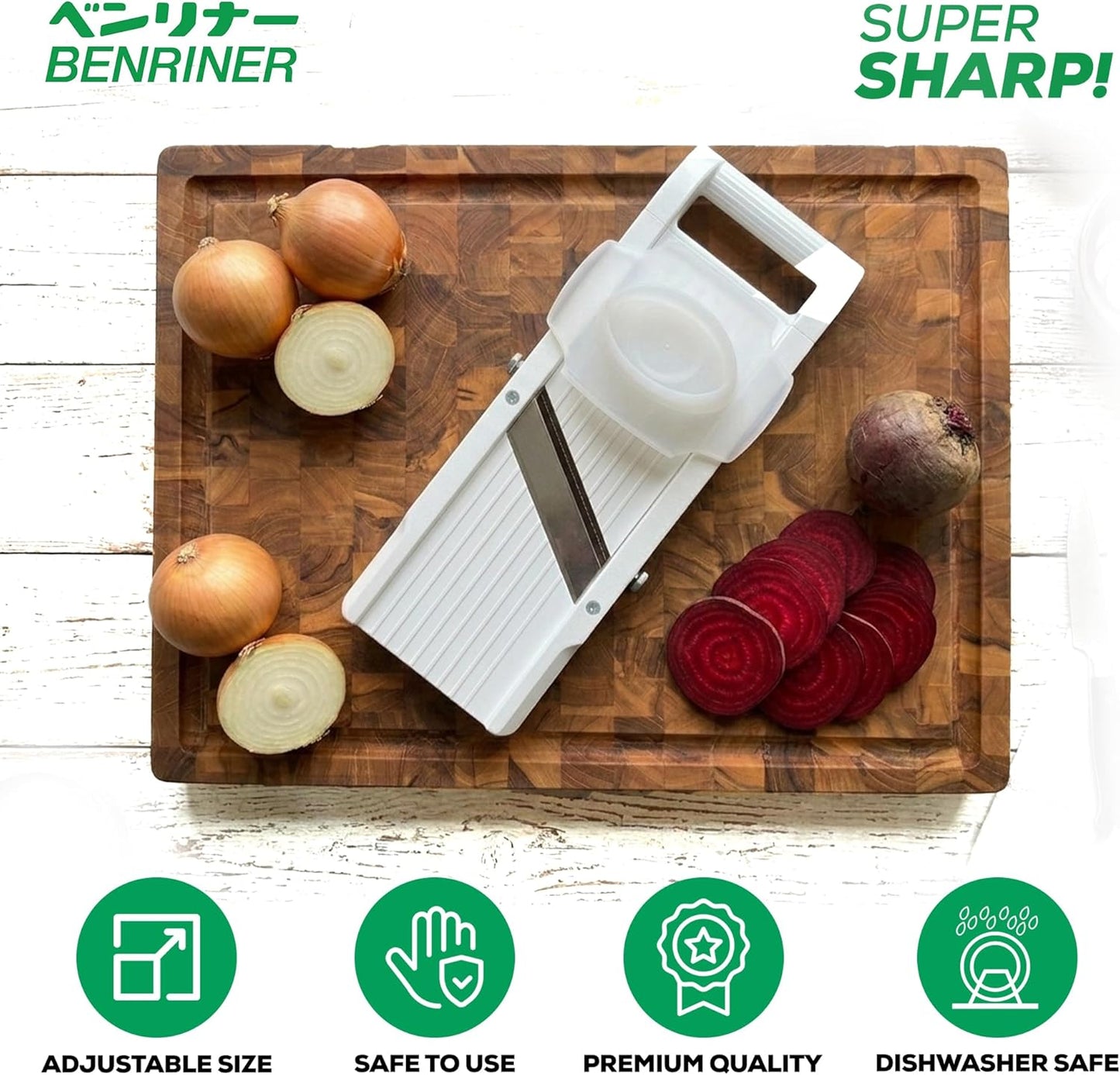 Benriner Super Slicer, with 4 Japanese Stainless Steel Blades, Beige