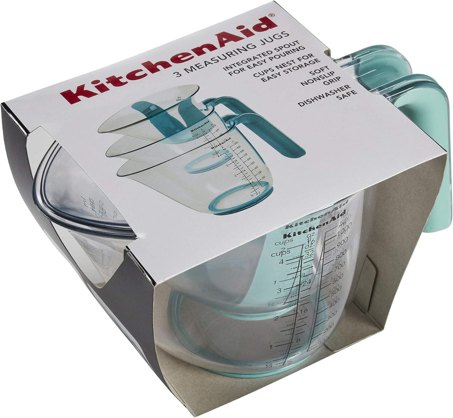 KitchenAid KQ298OSOBA Gourmet Set of 3 Measuring Jugs, Onyx