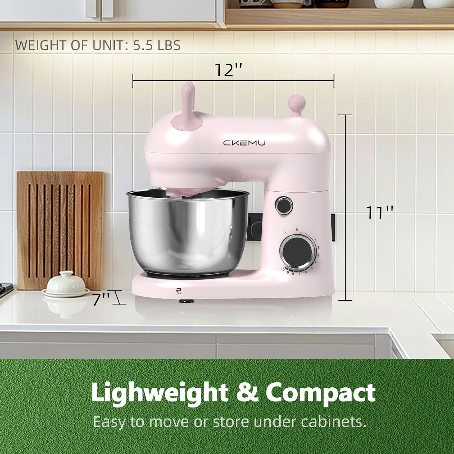 Stand Mixer, Compact & Space-Saving, Stainless Steel Bowl, Unique & Playful Design, Effcient 300W Motor, Dishwasher-Safe Attachments, SM-2549A (Black)