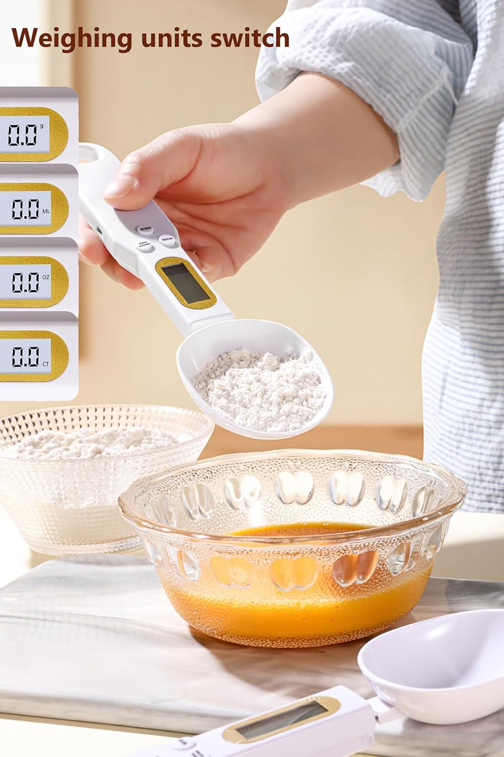 Digital Measuring Spoon Electronic Scale Spoon Weighing for Food Coffee Powder Tea Ingredients Spice Baking Kitchen Gram Measuring Spoons High Precision 0.1g
