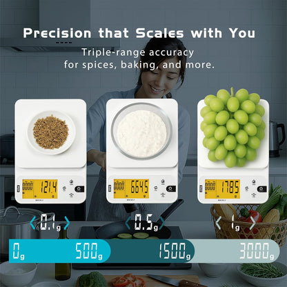 Polit Digital Kitchen Scale KT-66 30lb/13kg｜0.05oz/1g Precision Food Scale with LCD Display｜Battery or Plug-in｜Stainless Steel Top｜Grams, Ounces, Pounds｜5 Units for Baking, Farming & Shipping Scale