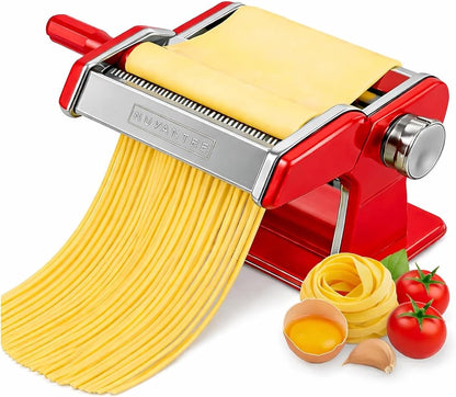Nuvantee Pasta Maker with Adjustable Thickness Settings - 3 in 1 Noodle Maker with Rollers & 2 Width Cutters for Fresh Spaghetti, Fettuccini, Lasagna, Dumplings & More