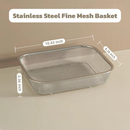Fine Mesh Strainer for Kitchen, Stainless Steel Colander Bowl for Pasta, Rice, Fruit, Metal Net Baskets with Resting Base - Strain, Drain, Rinse (Diameter 9.84 inch)