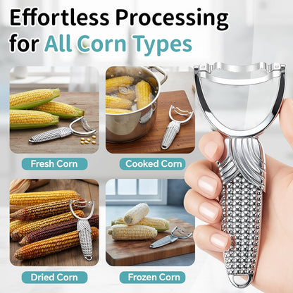 2 Pcs Corn Peeler for Corn on The Cob Stainless Steel Stripper Tool with Aluminum Alloy Handle Kernel Stripper Remover, Comfortable Grip and Light Weight