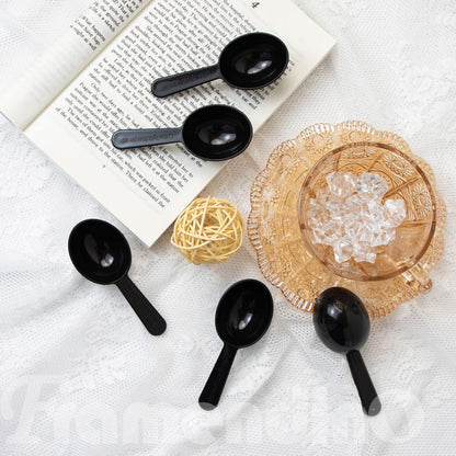 Framendino, 5 Pack Plastic Coffee Measuring Spoons Short Handle Scoops for Tea Sugar Cereal Milk Powder Spices Black 7g
