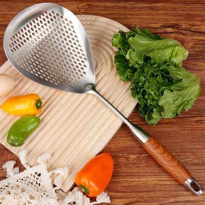 Skimmer Slotted Spoon, 304 Stainless Steel Spider Strainer Skimmer Ladle Spoon for Cooking and Frying, Pasta Strainer Spoon, 5.8 Inch