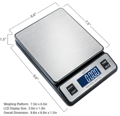 Weighmax W-2809 90 LB X 0.1 OZ Durable Stainless Steel Digital Postal Scale, Shipping Scale With AC adapter, 1 Pack