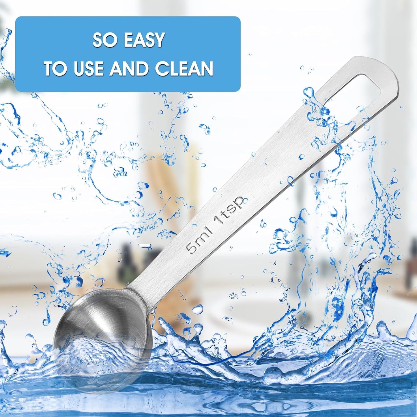 5 PCS Measuring Spoons Tablespoon Measuring Spoon 1/3 Tbsp (1 tsp | 5 ml | 1/6 oz) Stainless Steel Measurings Spoons for Kitchen Cooking Spoon(Silver)