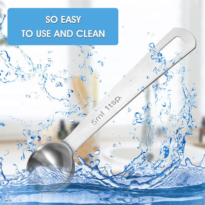 5 PCS Measuring Spoons Tablespoon Measuring Spoon 1/3 Tbsp (1 tsp | 5 ml | 1/6 oz) Stainless Steel Measurings Spoons for Kitchen Cooking Spoon(Silver)