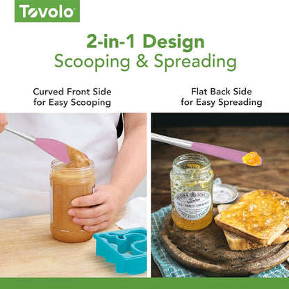 Tovolo Flex Core Silicone Spatula Spoonula Set of 2 for Non Stick Cast Iron Cooking & Baking, Dishwasher Safe Heat Resistant BPA Free Long Stainless Steel Handle Kitchen Utensil, Charcoal Gray