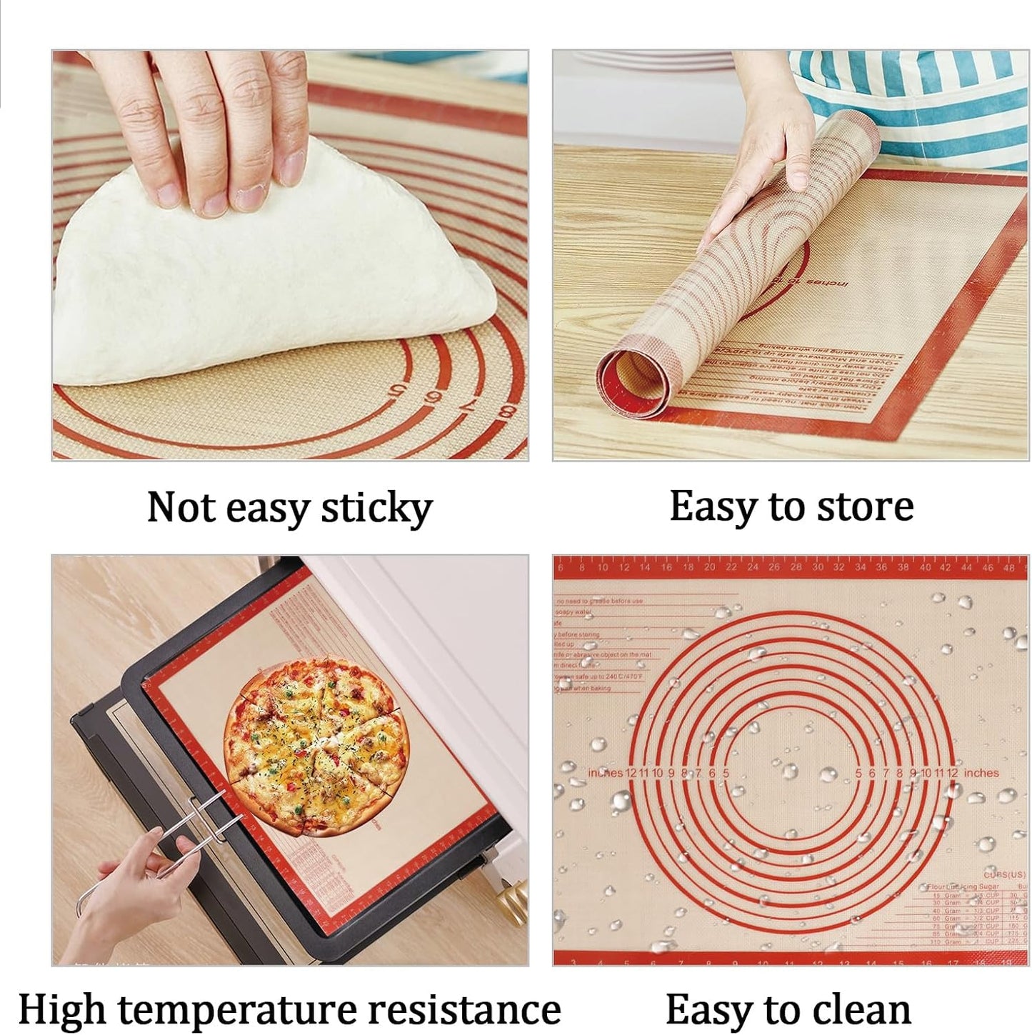 Silicone Rolling Pin for Baking,15Inch Pastry Dough Roller with Wooden Handle,Non Stick Surface Rolling Pin for Dough Cookie Pastry Tapered Dumpling Baking Supplies Kitchen Accessories