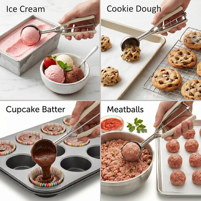 Ice Cream Scoop, 18/8 Stainless Steel Cookie Scoop, Cookie Scoops for Baking, 2 Tbsp/ 30 ml/ 1 oz Cookie Dough Scoop, Ice Cream Scooper with Trigger Release, Cookie Scooper for Baking
