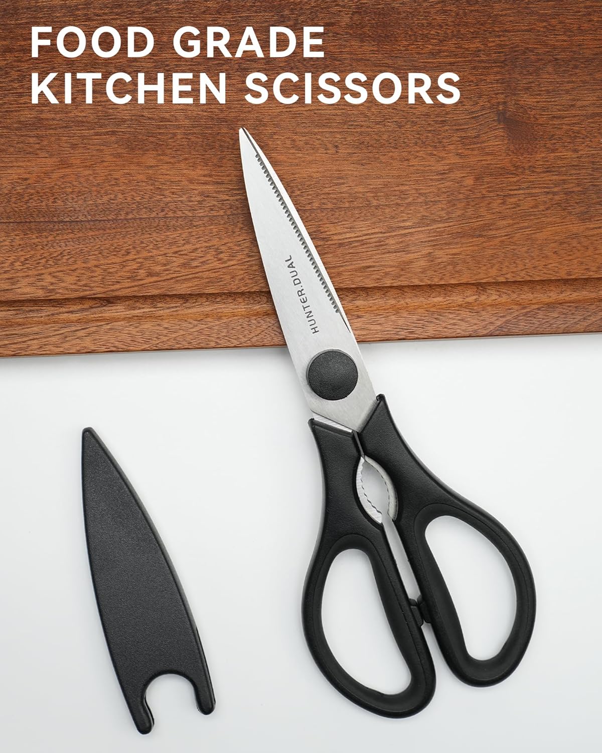 Kitchen Scissors for Food, HUNTER.DUAL Heavy Duty Come Apart Poultry Shears for Cooking, All Purpose for Cutting Chicken, Meat, Fish & Vegetables (Black, 8.26 Inch)