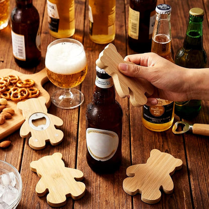 Vesici 100 Pcs Magnetic Bottle Opener 2.5in DIY Bamboo Round Shape Beer Openers Wooden Fridge Magnet Refrigerator Sticker Gift for Beer Lover Wedding Guest Kitchens Bars Parties