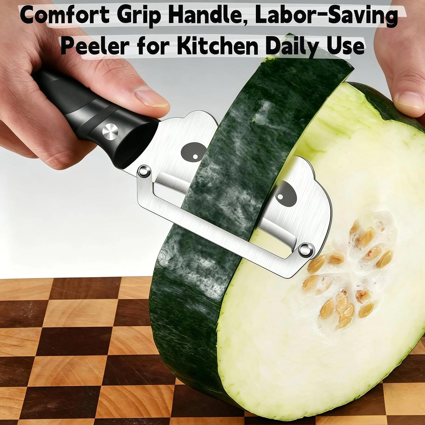 Maxjoy Multifunctional Vegetable Peeler, Zero Flex & Zero Snag, Stainless Steel with Wooden Handle, 2 in 1 Peeler with Bottle Opener for Potato Apple Carrot Fruit