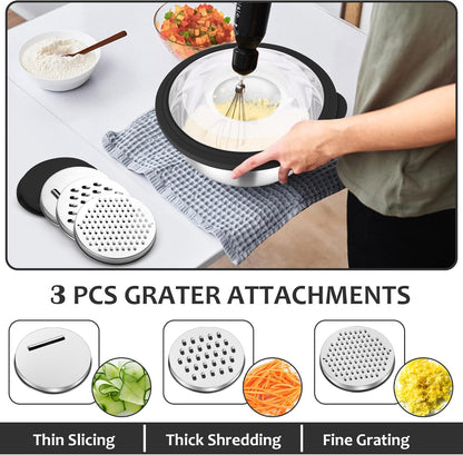 E-far Colander with Mixing Bowl Set, 4-1 Stainless Steel Colander Strainers Bowl with Graters for Kitchen, Rotatable Food Strainer Bowl for Rinsing Fruits Vegetables/Draining Pasta - Blue