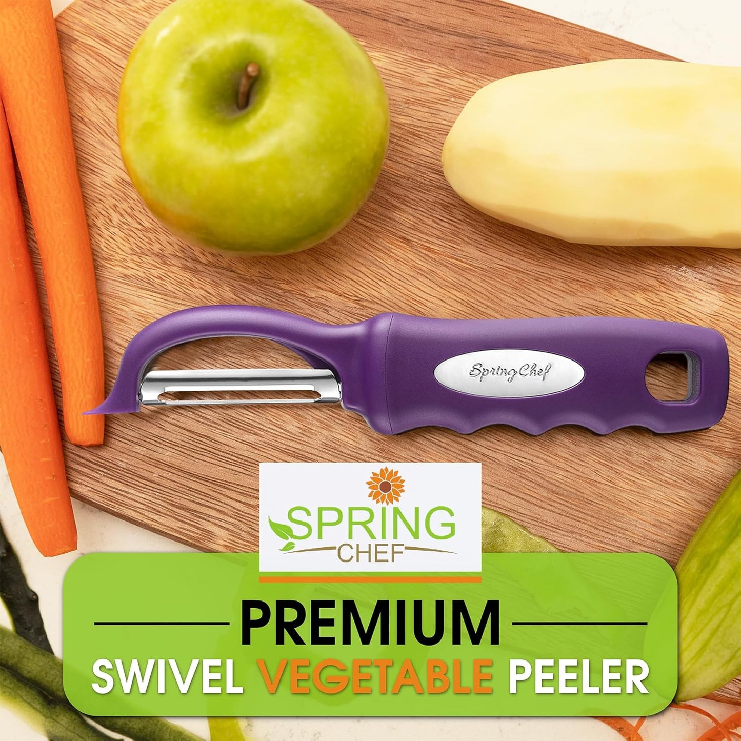 Spring Chef Premium Swivel Vegetable Peeler, Soft Grip Handle and Ultra Sharp Stainless Steel Blades - Perfect Kitchen Peeler For Veggie, Fruit, Potato, Carrot, Apple - Pink Lemonade