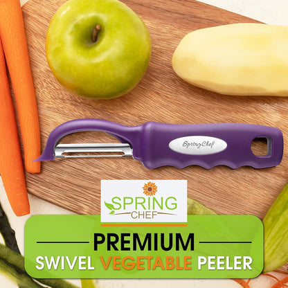 Spring Chef Premium Swivel Vegetable Peeler, Soft Grip Handle and Ultra Sharp Stainless Steel Blades - Perfect Kitchen Peeler For Veggie, Fruit, Potato, Carrot, Apple - Pink Lemonade