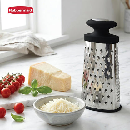 Rubbermaid Stainless Steel Cheese Grater - 9.5" Oval Handheld Box Grater with EZ Grip Handle - Multi-Surface Food & Cheese Shredder | Zester & Graters for Kitchen - Dishwasher Safe, Black