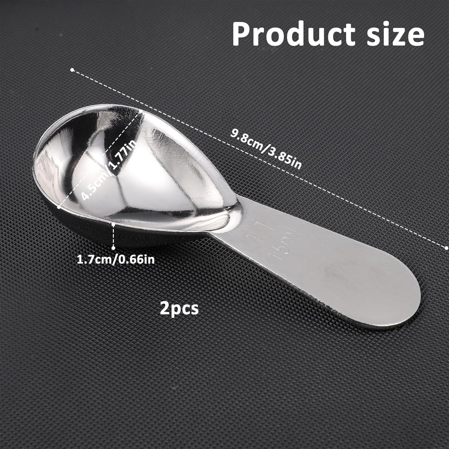2 Pcs 1 Tablespoon Scoop Coffee Scoop 15ml Stainless Steel Metal Measuring Spoon Tablespoon Sugar Scoops Heavy Duty Short Handle Measuring Spoons for Canisters Coffee Beans Tea Sugar Flavourings
