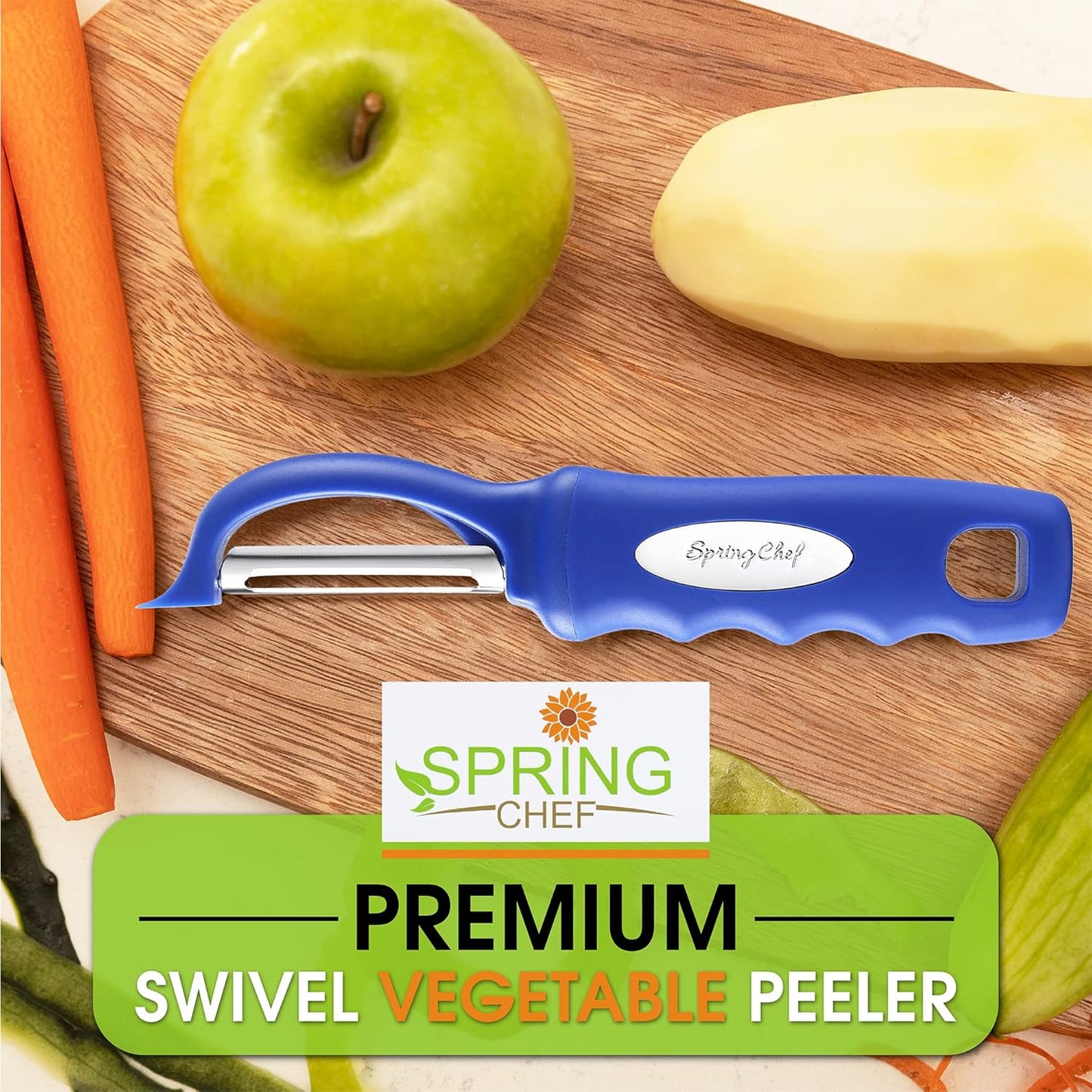 Spring Chef Premium Swivel Vegetable Peeler, Soft Grip Handle and Ultra Sharp Stainless Steel Blades - Perfect Kitchen Peeler For Veggie, Fruit, Potato, Carrot, Apple - Pink Lemonade