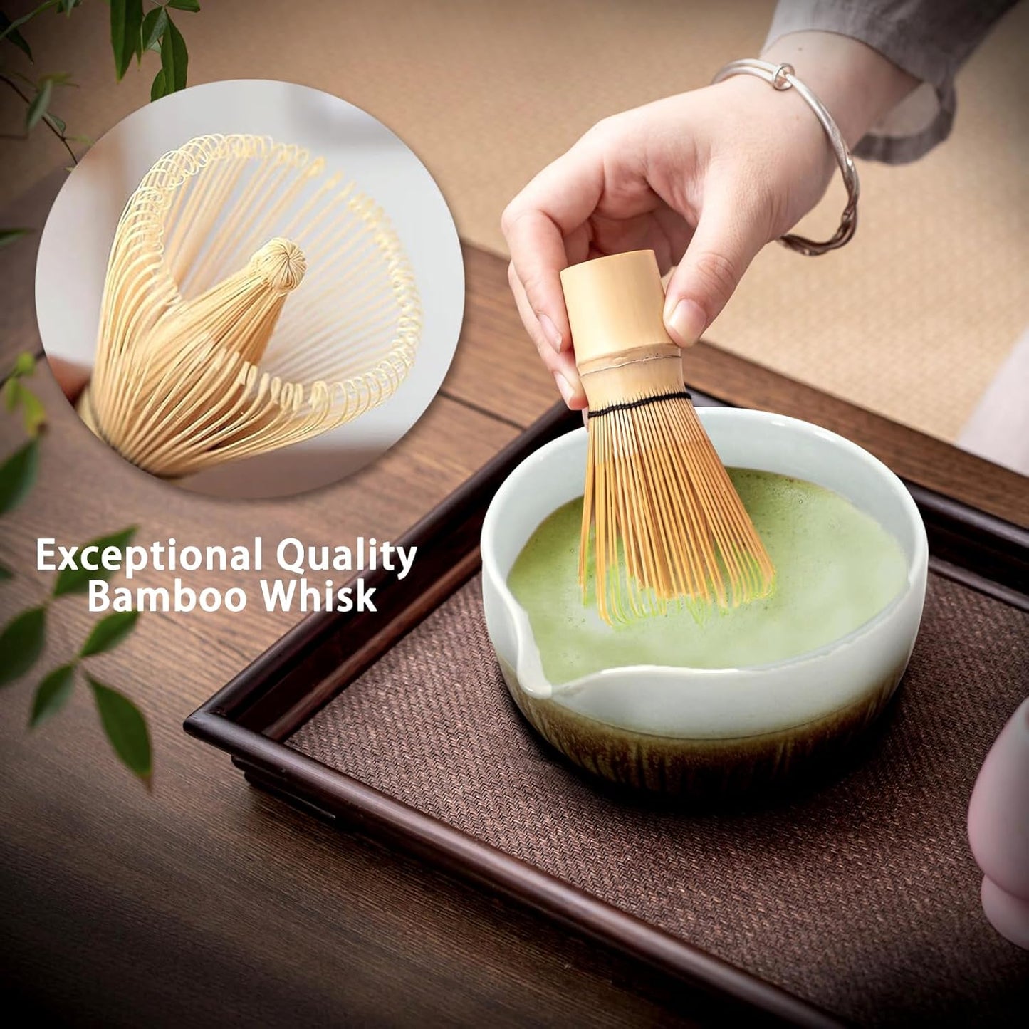 Matcha Whisk Set, Matcha Set, 6 Pieces, with Bamboo Whisk, Ceramic Bowl & Sifter Complete Matcha kit Tea Includes Scoop & Spout Bowl, Traditional Japanese Tea Accessories for Home (set of 6)