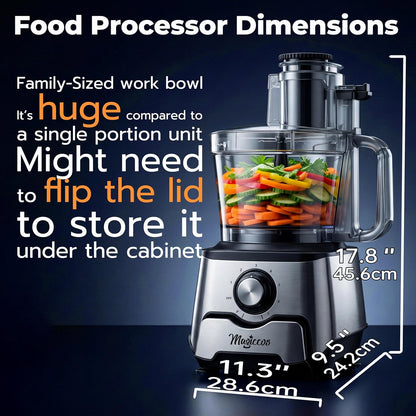 14-Cup French-Fry-Cutter Storage-Drawer Food-Processor - XL Bowl, Large Chute & Storage Drawer, Slicing & Shredding, Chopping & Mixing, For Cheese, Meat & Veggie Prep (Metallic Graphite)