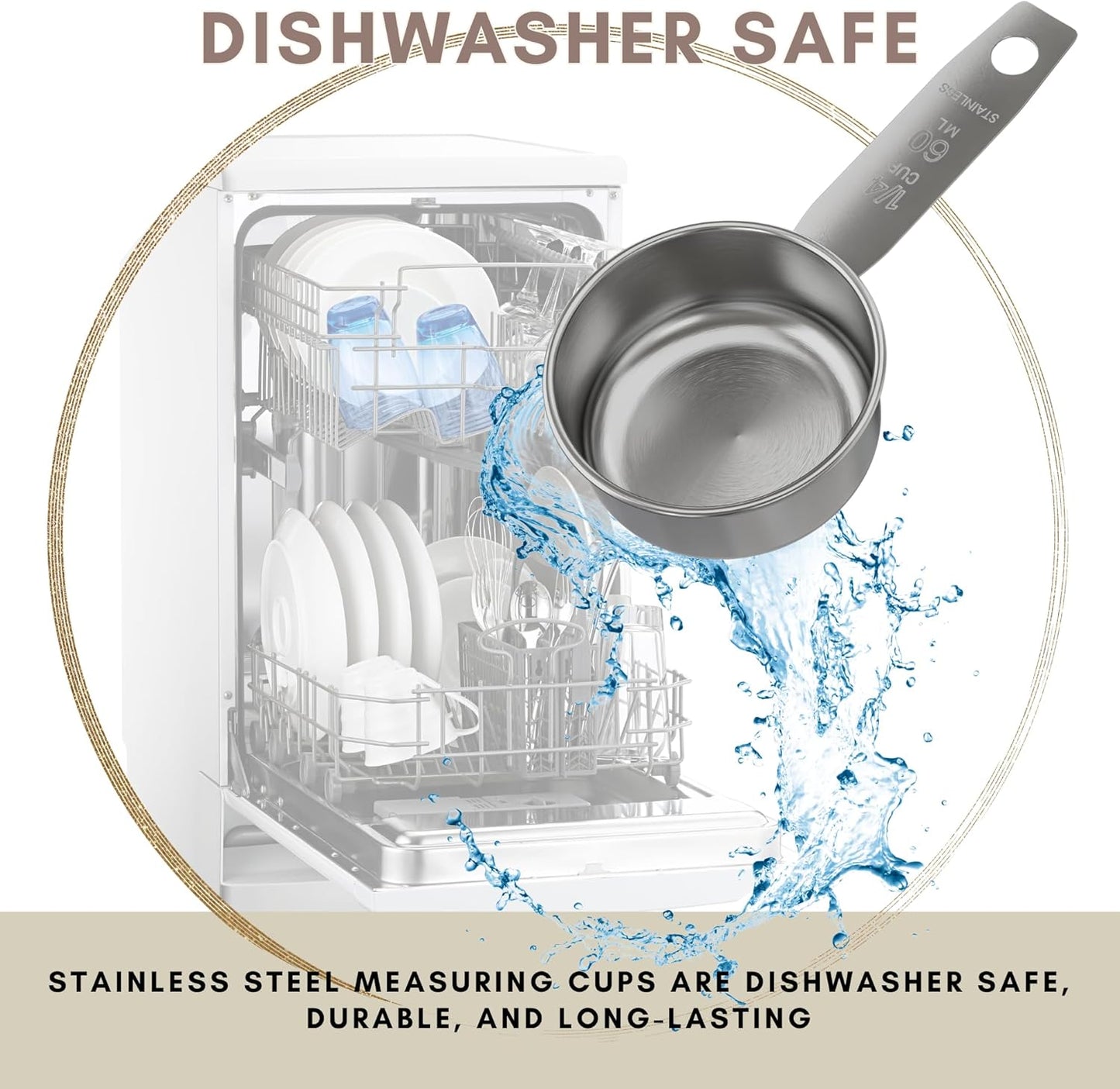1/8 Cup Stainless Steel Measuring Cup | Sturdy Metal 30 ml | 30 cc | 1 oz | Single Cup for Wet and Dry Ingredients | Great for use as 1/8 Cup Coffee Scoop - 1 PK