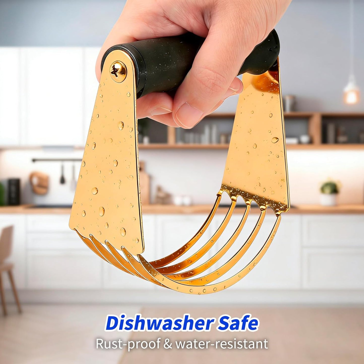 SmileCat Stainless Steel Dough Blender, Dishwasher-Safe Pastry Cutter, Biscuit Cutter, Butter Cutter for Baking. Gold