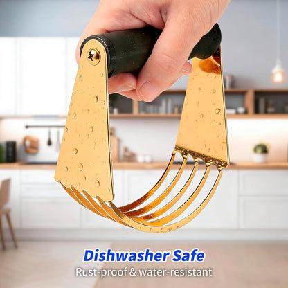 SmileCat Stainless Steel Dough Blender, Dishwasher-Safe Pastry Cutter, Biscuit Cutter, Butter Cutter for Baking. Gold