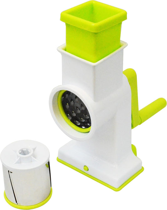 "2-in-1 Deluxe Hand Crank Rotary Drum Grater, Shredder & Slicer – Kitchen Tool for Cheese, Fruits, Vegetables & Nuts by Southern Homewares"