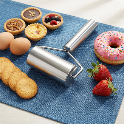 Pastry Pizza Roller, Small Rolling Pin Stainless Steel Non Stick Smooth Ergonomic Bakery Tool Rolling Pin Metal Kitchen Utensils for Baking Dough, Pizza, Pie, Pastries, Pasta, Cookies