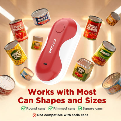 CACOE Automatic Smart Electric Can Opener with Auto Stop & USB-C Charging - Cordless Can Opener for Elderly and Arthritic Users for Seniors & Arthritis, Effortless One-Touch Open (black)