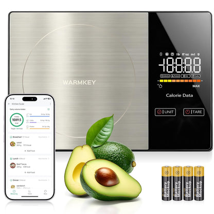 Smart Nutrition Food Scale with App - 1g Precision Digital Kitchen Scale, Tracks Calories & 24 Nutrients, Macros, Fat & Protein for Keto, Fitness & Meal Prep, 11lb/5kg with Tare Function